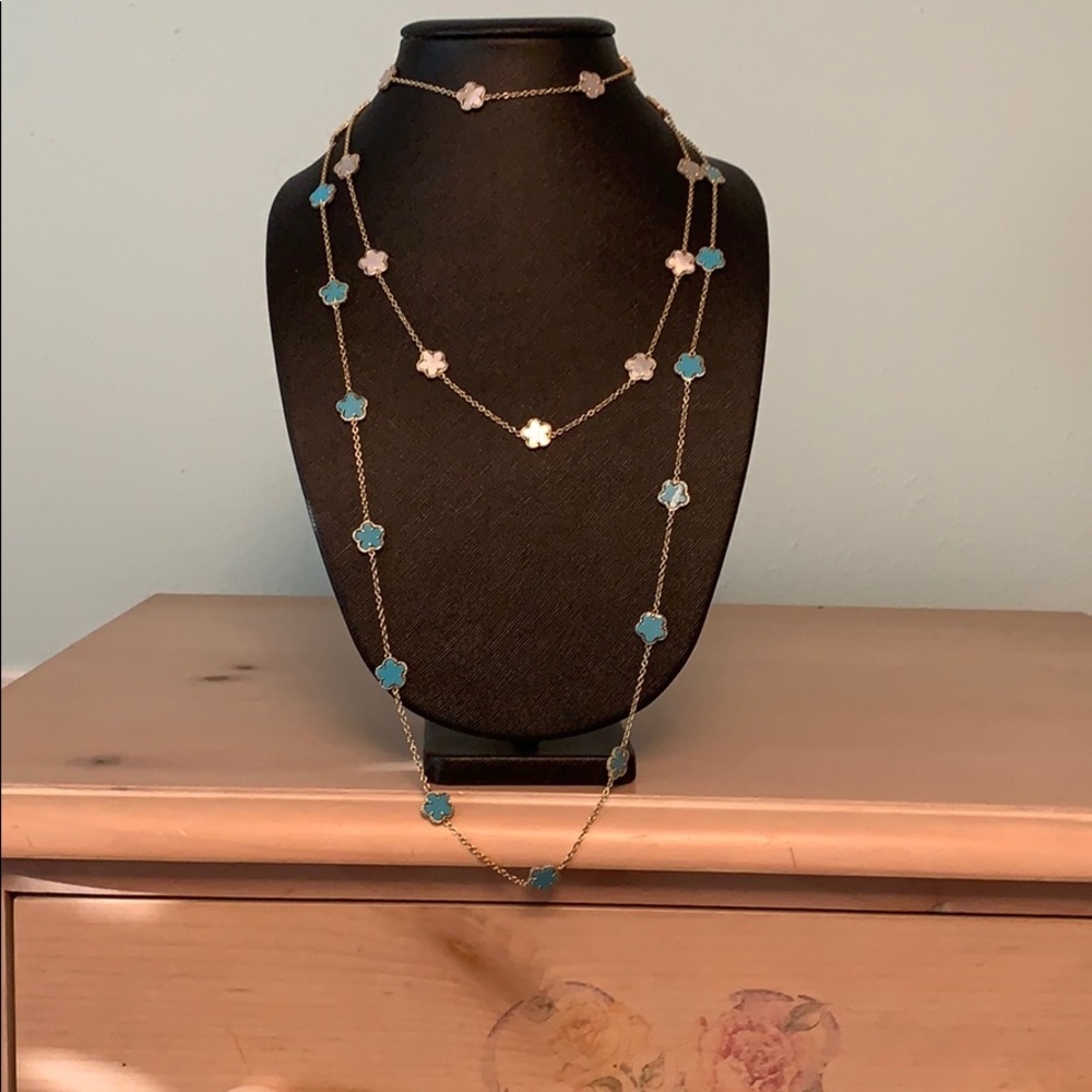 EUC Blue & White Floral Necklaces